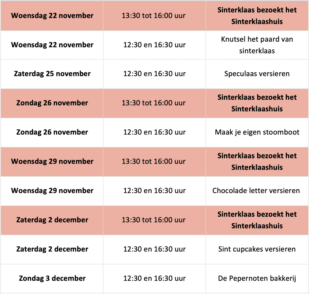 Sinterklaas programma